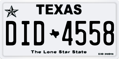 TX license plate DID4558