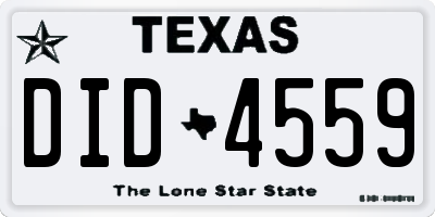 TX license plate DID4559
