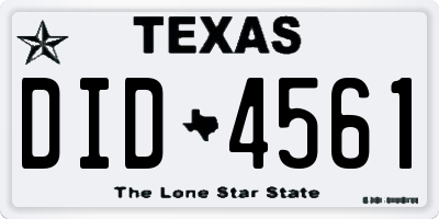 TX license plate DID4561