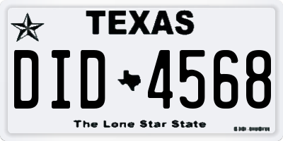 TX license plate DID4568