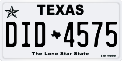 TX license plate DID4575