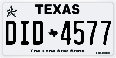 TX license plate DID4577