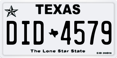 TX license plate DID4579