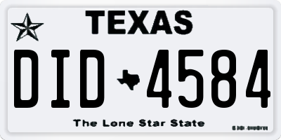 TX license plate DID4584