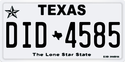 TX license plate DID4585