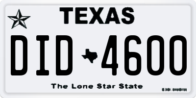 TX license plate DID4600