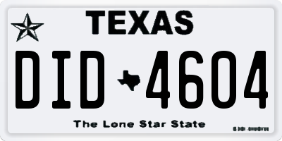 TX license plate DID4604