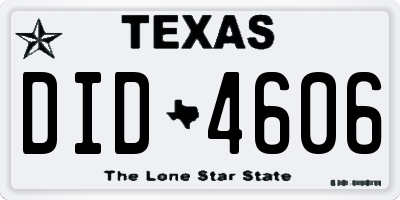TX license plate DID4606