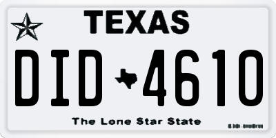 TX license plate DID4610