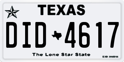TX license plate DID4617