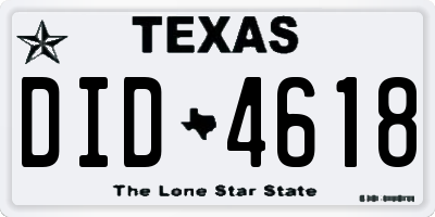 TX license plate DID4618