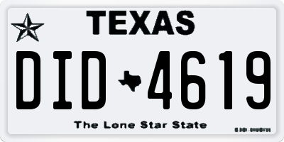TX license plate DID4619