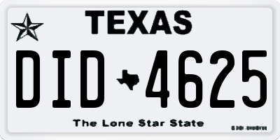 TX license plate DID4625