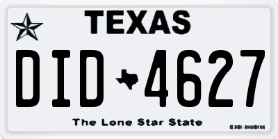 TX license plate DID4627