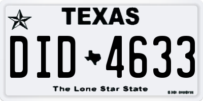 TX license plate DID4633