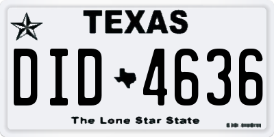 TX license plate DID4636