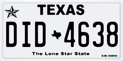 TX license plate DID4638