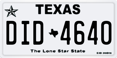 TX license plate DID4640