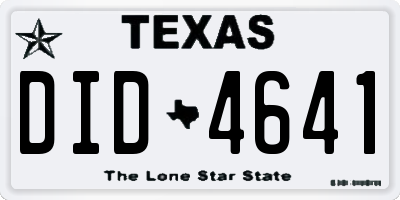 TX license plate DID4641