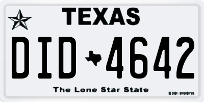 TX license plate DID4642