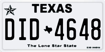 TX license plate DID4648