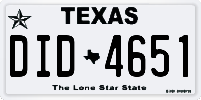 TX license plate DID4651