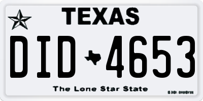 TX license plate DID4653