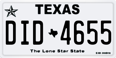 TX license plate DID4655