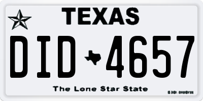 TX license plate DID4657