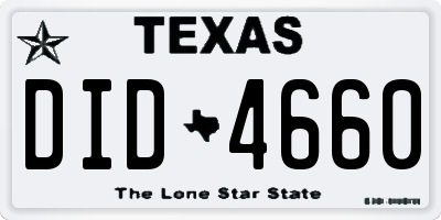 TX license plate DID4660