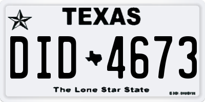 TX license plate DID4673
