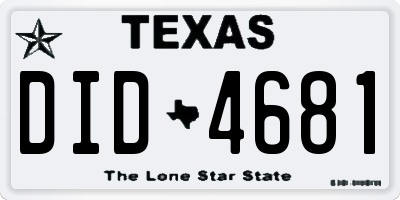 TX license plate DID4681