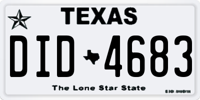 TX license plate DID4683
