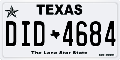 TX license plate DID4684