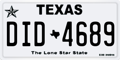 TX license plate DID4689
