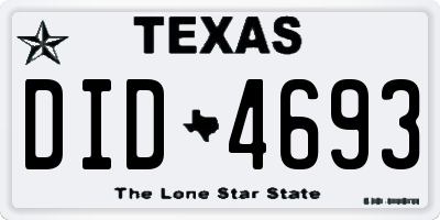 TX license plate DID4693