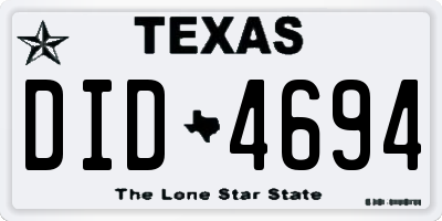 TX license plate DID4694