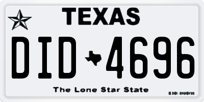 TX license plate DID4696