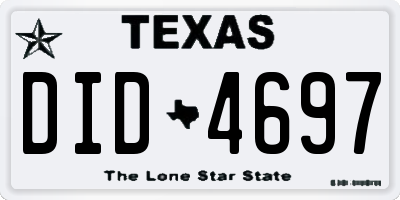TX license plate DID4697