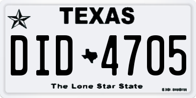 TX license plate DID4705