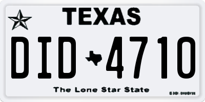 TX license plate DID4710