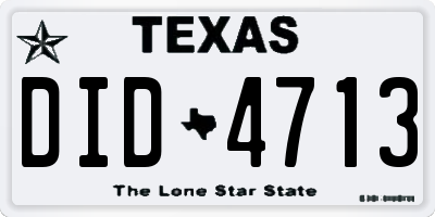 TX license plate DID4713