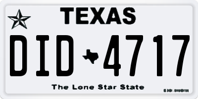 TX license plate DID4717
