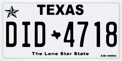 TX license plate DID4718