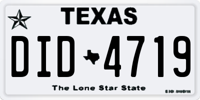 TX license plate DID4719