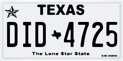 TX license plate DID4725