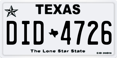 TX license plate DID4726