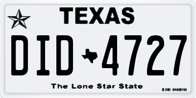 TX license plate DID4727