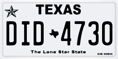 TX license plate DID4730