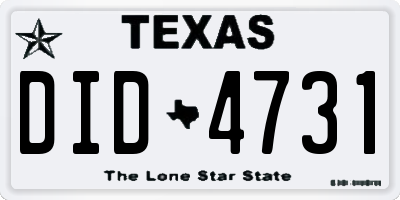 TX license plate DID4731